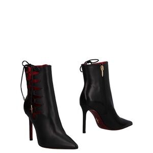 Black High-Heel Lace-Up Ankle Boots